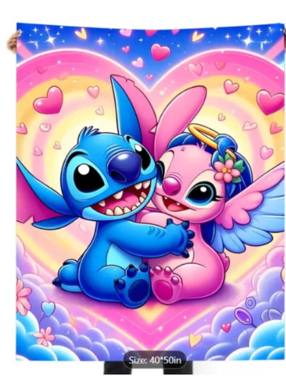 NEW Large 40x50 Fleece Blanket Cartoon Lilo & Stitch Soft Lightweight Warm